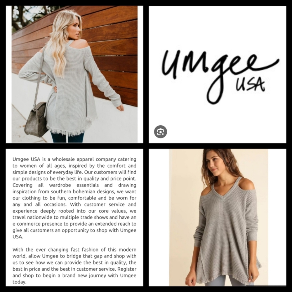 Umgee cold shoulder sweater Size L Color Gray